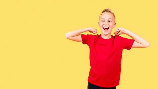 Front view happy young boy portrait