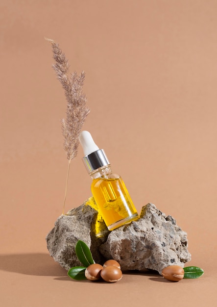 Free photo front view healthy argan oil arrangement