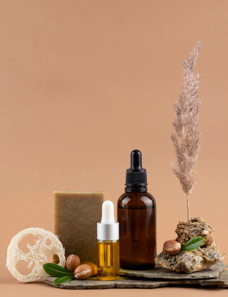 Free Photo front view healthy argan oil composition