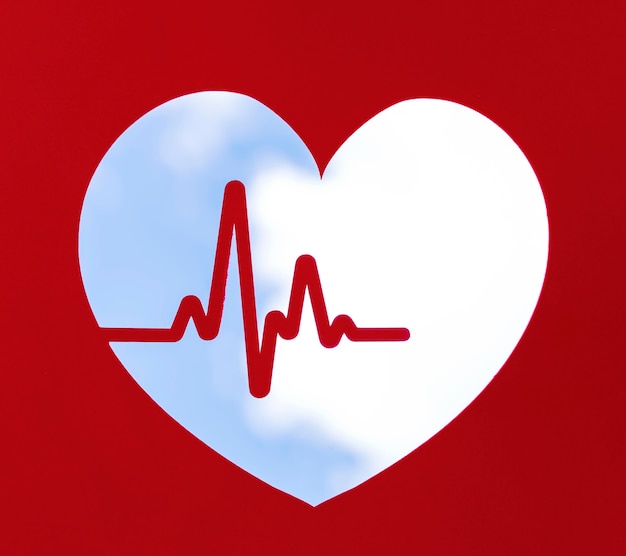 Free photo front view of heart shape with heartbeat