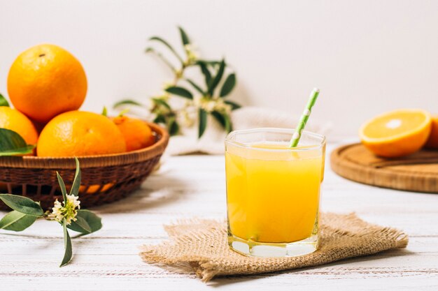 front view homemade orange juice