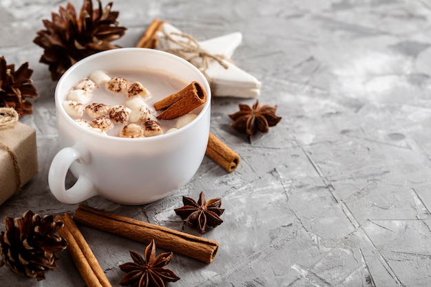 Foto gratuita vista frontale del concetto di cioccolata calda