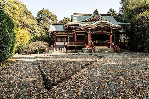 日本のお寺の正面図