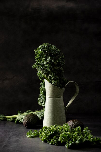 Front view kale in jug