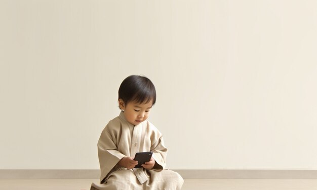 Front view kid holding tablet