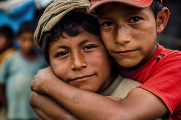 Foto gratuita bambini di vista frontale che si abbracciano