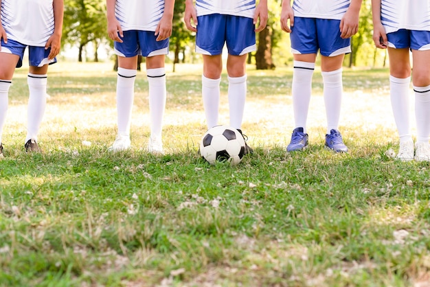 Front view kids legs in sportswear