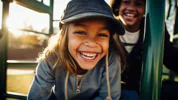 Free photo front view kids spending time outdoors