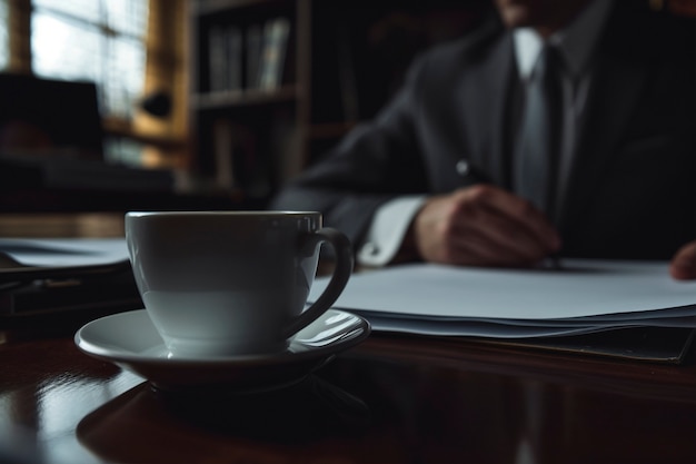 Front view lawyer working with documents