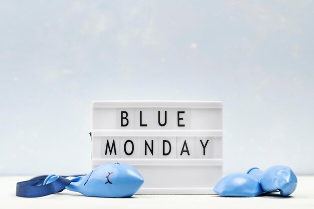 Front view of light box for blue monday