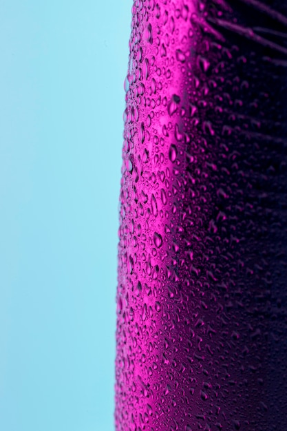 Front view of liquid drops on surface