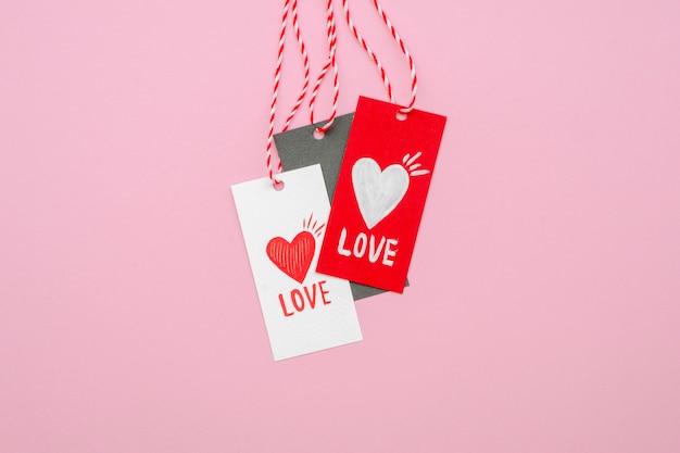 Free photo front view of love concept tags