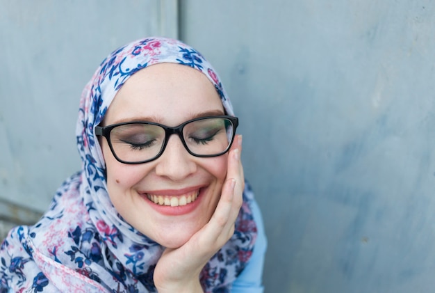 Free photo front view of lovely woman with glasses