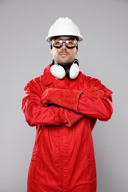 Front view of male construction worker