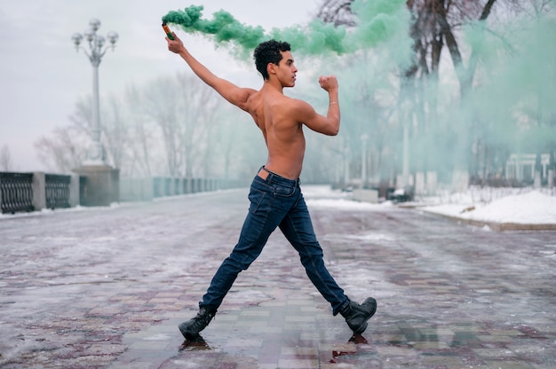 Front view male dancing ballet