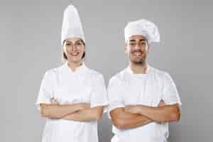 Free photo front view of male and female chefs