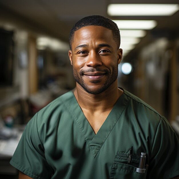 Front view male nurse at hospital