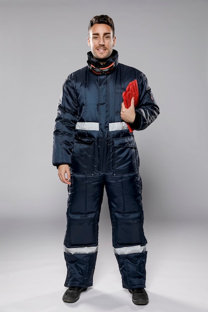 Free photo front view of male worker in outfit
