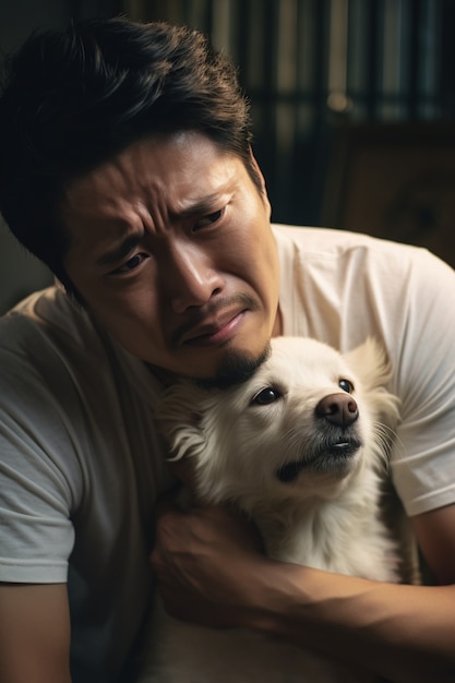 Front view man experiencing anxiety