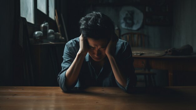 Front view man experiencing anxiety