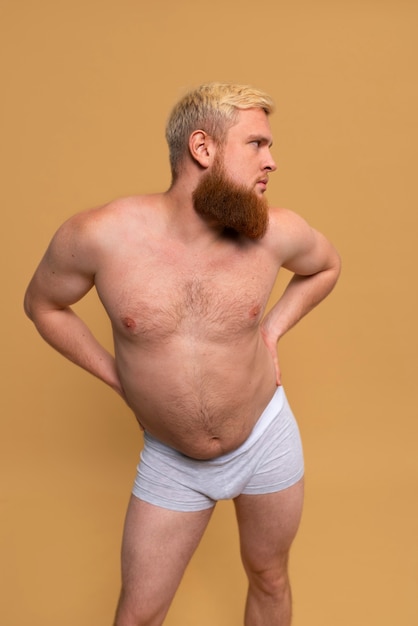 Front view man inspiring bodypositivity