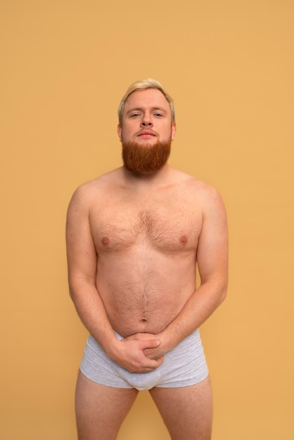 Front view man inspiring bodypositivity