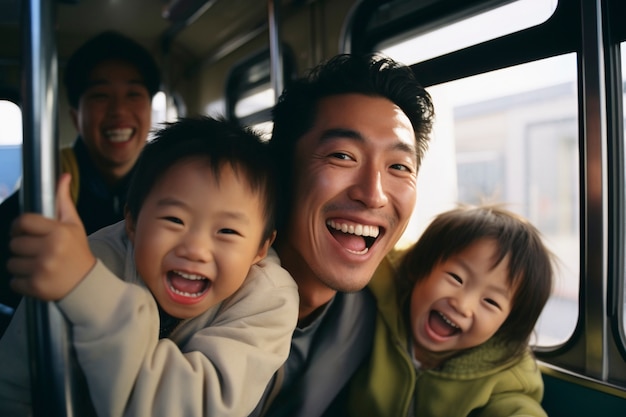 Foto gratuita uomo in vista anteriore e bambini in posa