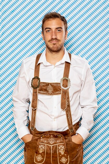 Front view of man in oktoberfest attire