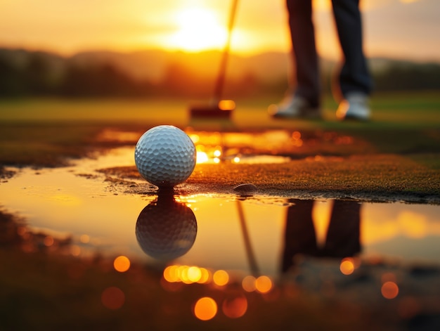 Free photo front view  man playing golf in nature