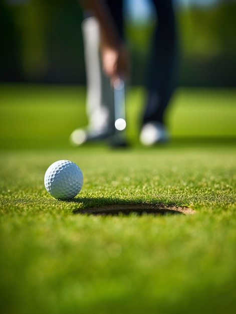 Free photo front view man playing golf