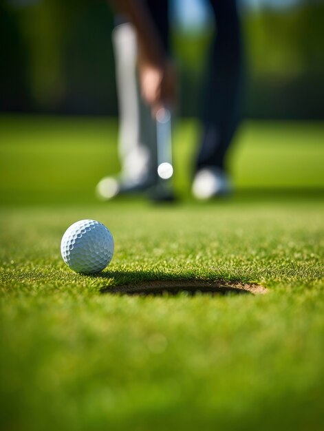 Front view man playing golf