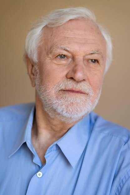 Front view man posing indoors