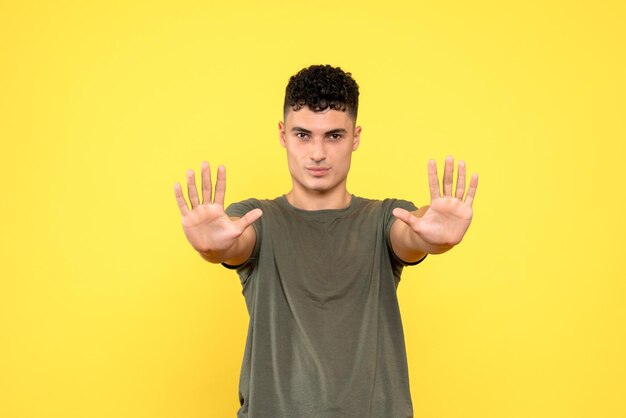 Front view of a man stretched his arms forward