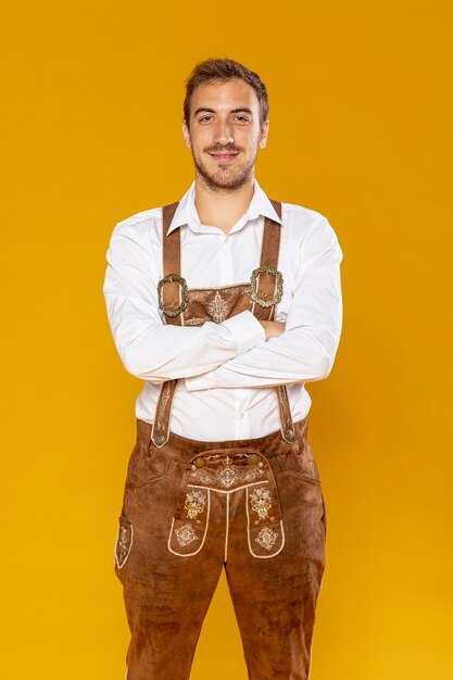 Front view of man with golden background