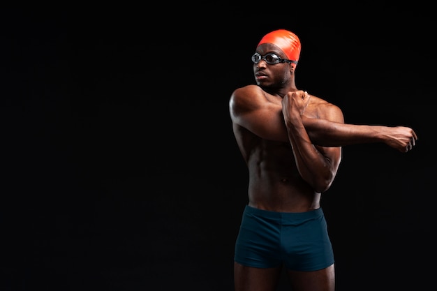 Front view man with swimming equipment