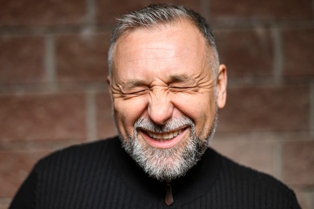 Front view mature man smiling