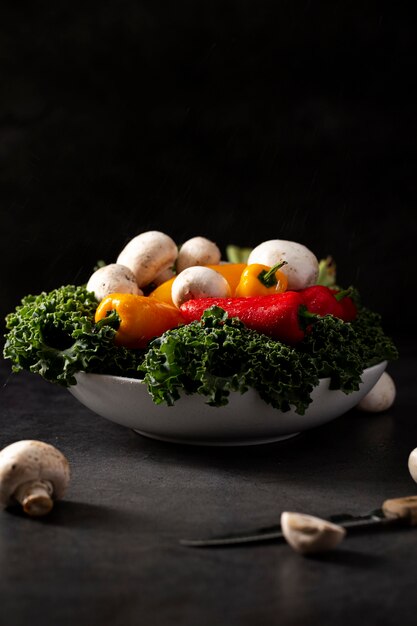 Front view mix of vegetables in bowl