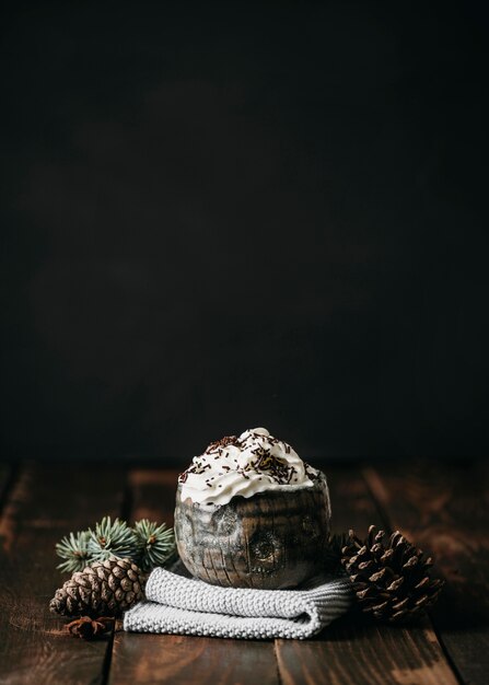 Front view mug with whipped cream