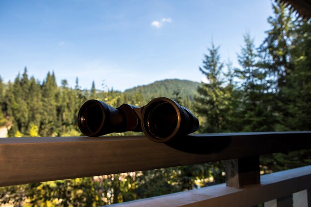 Front view nature and binocular on board