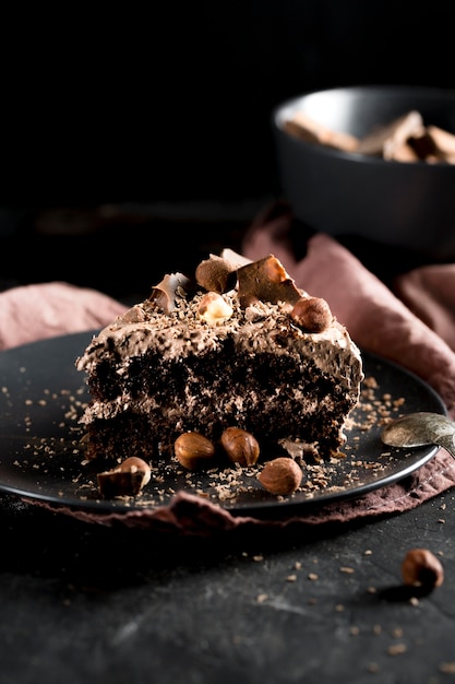 Вид спереди вкусного шоколадного торта