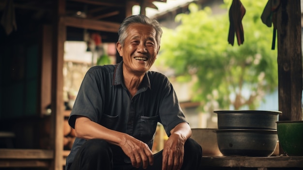 Front view old man portrait