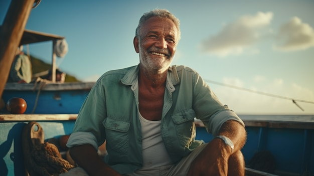 Front view old man portrait