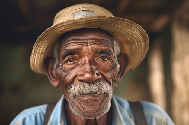 Free photo front view old man with strong ethnic features