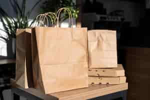 Free photo front view of packed food prepared for takeaway