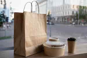 Free photo front view of packed food prepared for takeaway