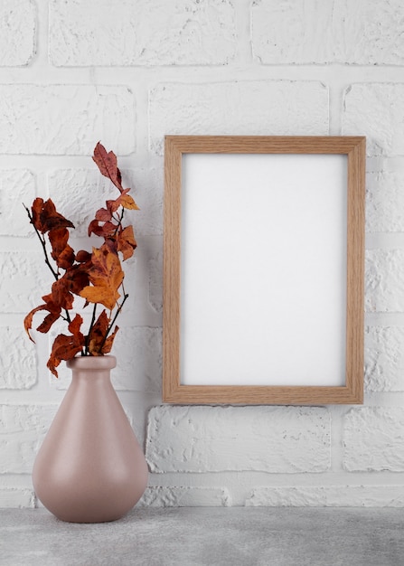 Free photo front view of photo frame as interior decoration