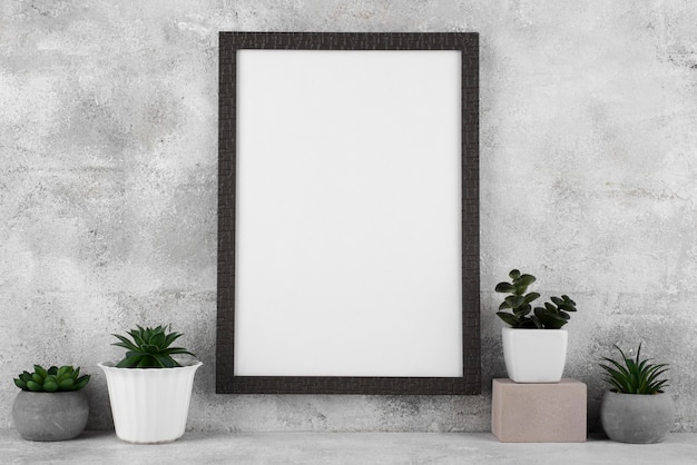 Free photo front view of photo frame as interior decoration