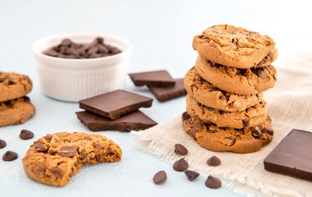 Front view pile of cookies