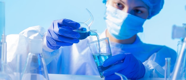 Front view scientist working in lab