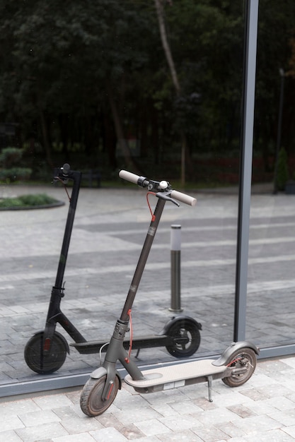 Front view of scooter outdoors